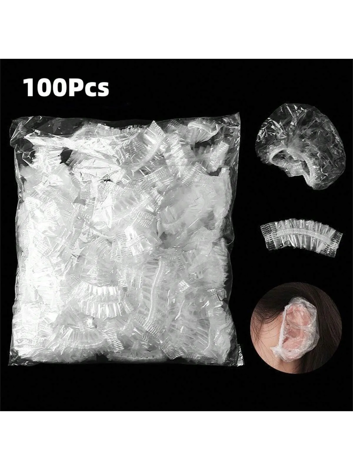 100pcs/Set Waterproof Ear Covers Shower Ear Covers Clear Disposable Ear Protectors For Bathing, Hair Dying, Salon