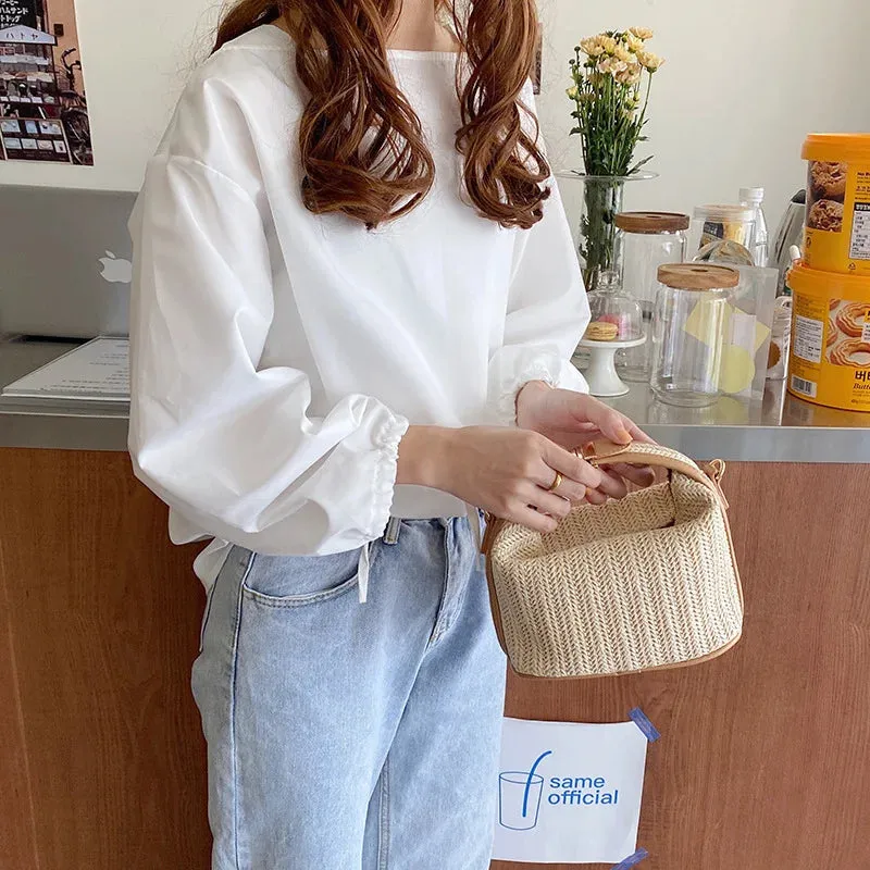 Amozae-Straw Crossbody Bag For Women 2024 New Bohemian Small Knitting Summer Purse And Handbag Vacational Bucket Beach Bags