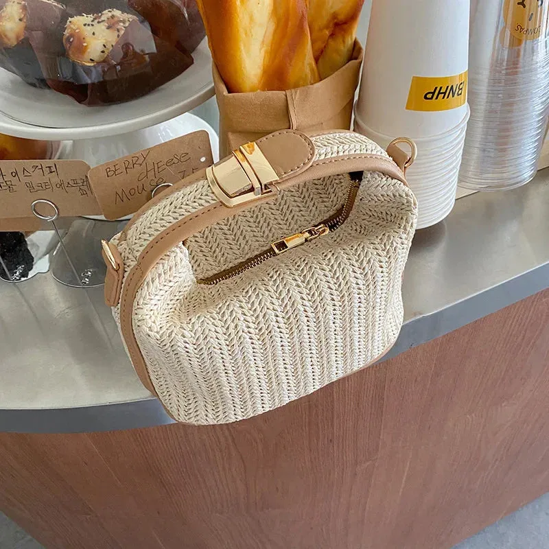 Amozae-Straw Crossbody Bag For Women 2024 New Bohemian Small Knitting Summer Purse And Handbag Vacational Bucket Beach Bags