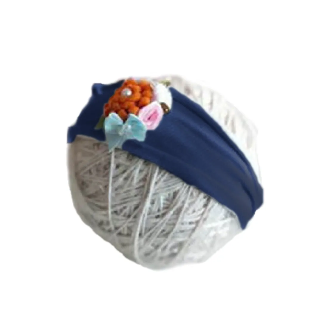 Babymoon Jersey Stretchable Baby Photography Shoot Wrap Cloth With Hairband - Dark Blue