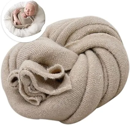 Babymoon Knitted Premium Wool Wrap | Baby Photography Shoot Wrap | Beige