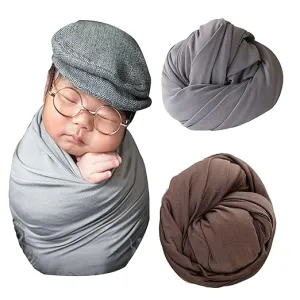 Babymoon | Set of 2 | Jersey Stretchable Baby Photography Shoot Wrap Cloth | Grey | Brown