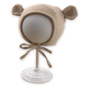 Babymoon Stretchable Bear Ears Baby Photography Cap Hat | NewBorn Photoshoot Props | Beige
