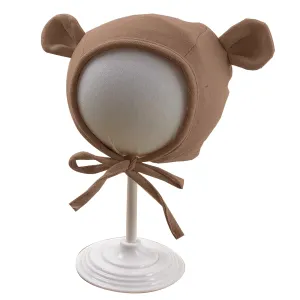 Babymoon Stretchable Bear Ears Baby Photography Cap Hat | NewBorn Photoshoot Props | Coffee