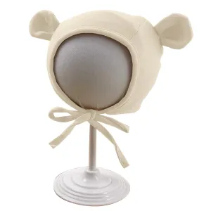 Babymoon Stretchable Bear Ears Baby Photography Cap Hat | NewBorn Photoshoot Props | White