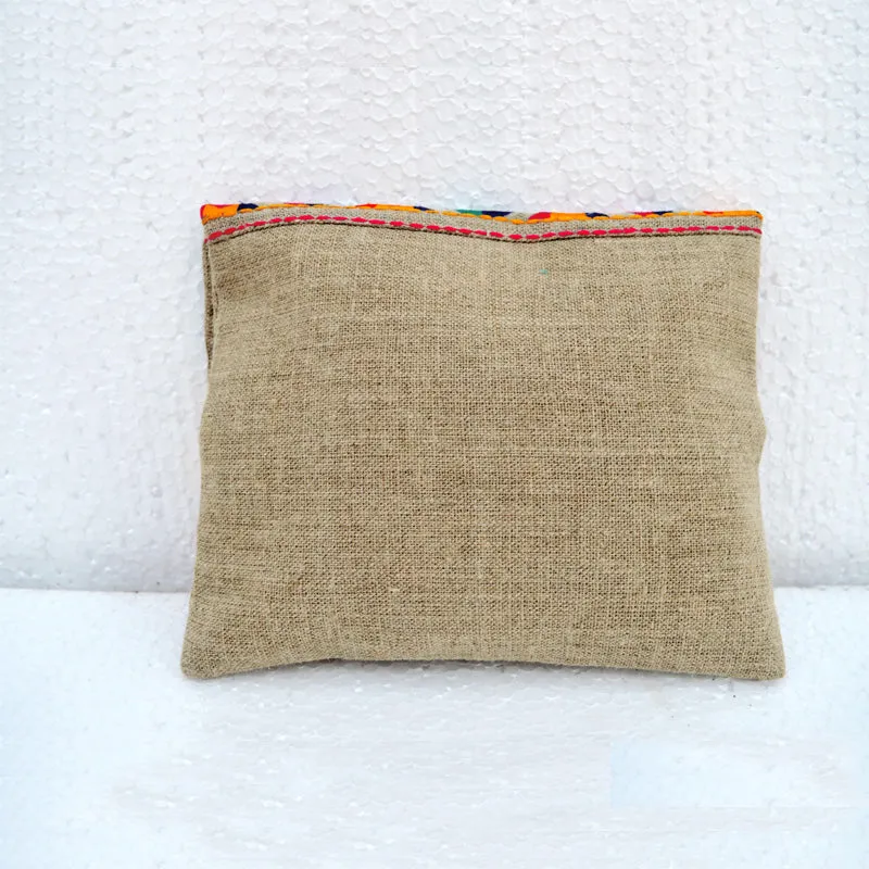Boho pouch, linen bag, kilim pattern, moroccan, foldover clutch, embroidered, 10X8 inches