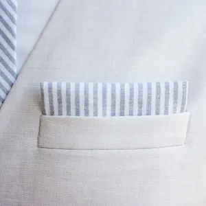 Boy's Pocket Square / Gray Linen Stripe