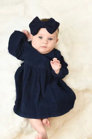 Corduroy Empire Waist Dress -Navy
