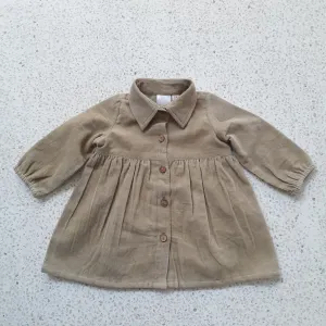 Corduroy Shirt Dress - Beige