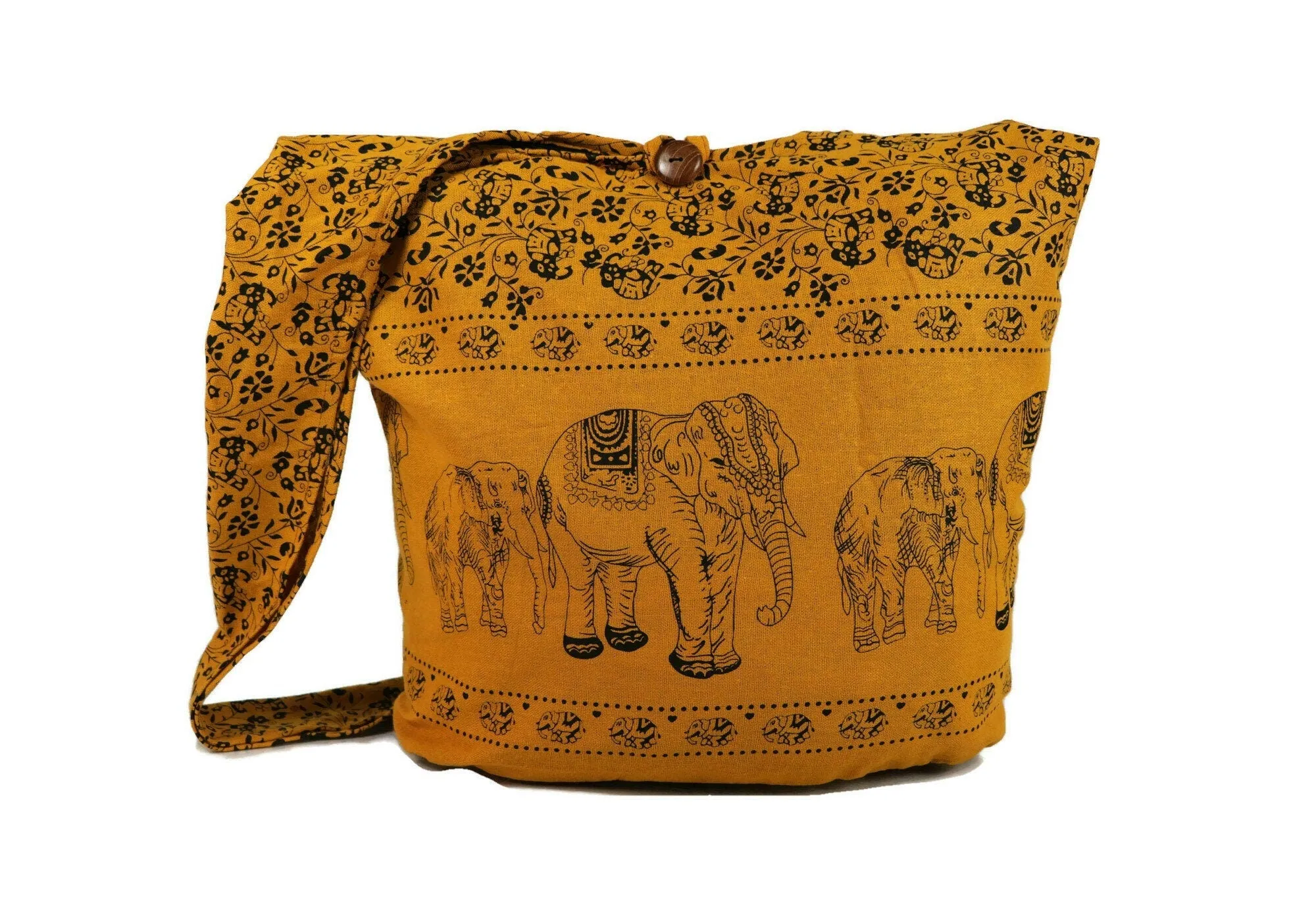 Crossbody bag / Elephants Bags/ Sling Bags / Cotton Bags/ Hippie Bag / Market Bags / Boho Bag / Shoulder Messenger Bag/ Mustard Yellow