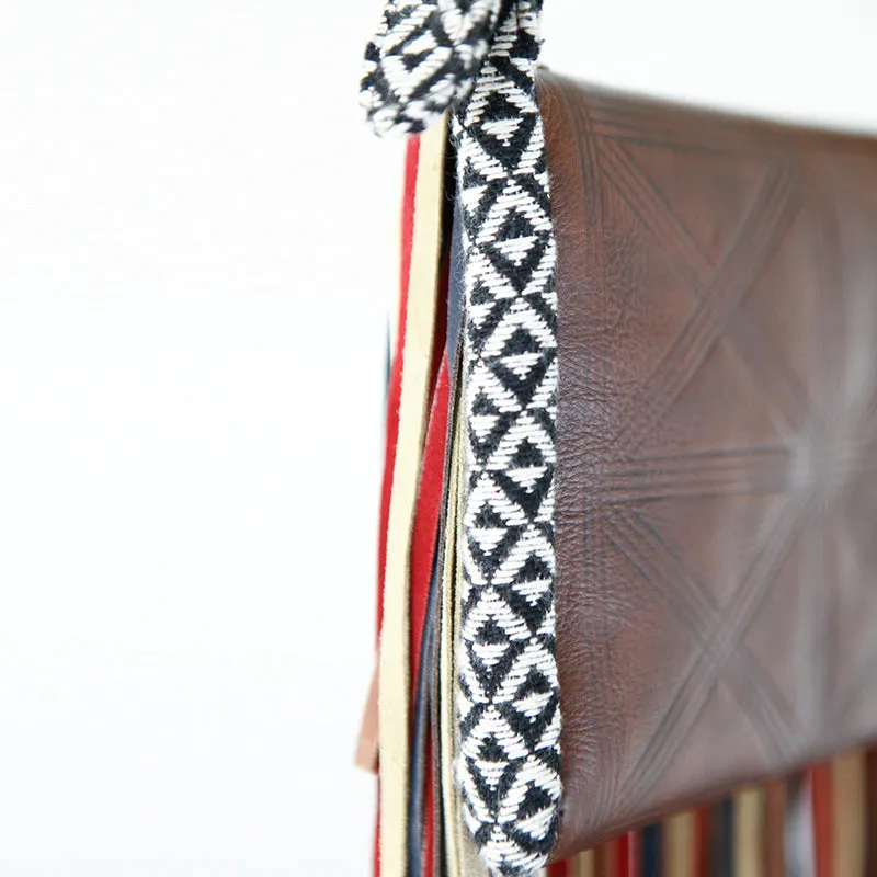 Handmade Boho Leather Fringe Crossbody Purse Western Purses With Fringe For Women