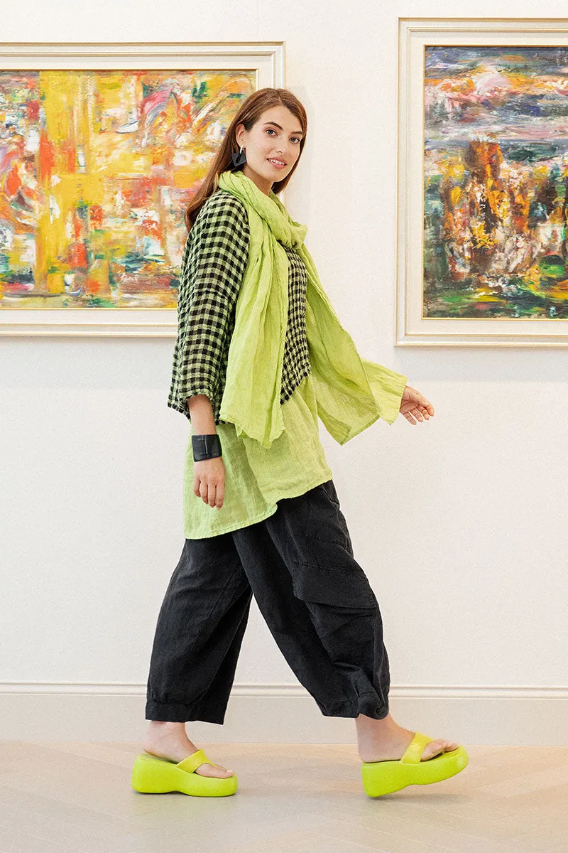Lime Soft Gauze Linen Scarf