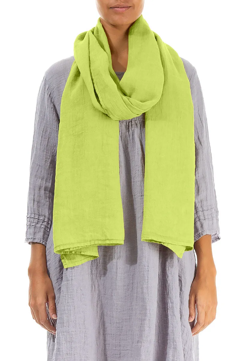 Lime Soft Gauze Linen Scarf