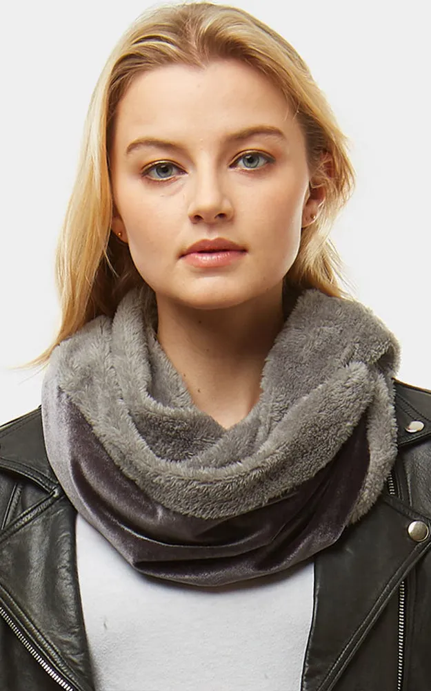 LOF928 Velvet Fur Linning Infinity Snood Scarf