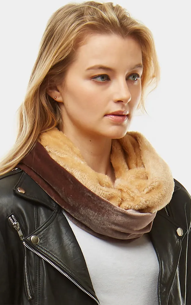 LOF928 Velvet Fur Linning Infinity Snood Scarf