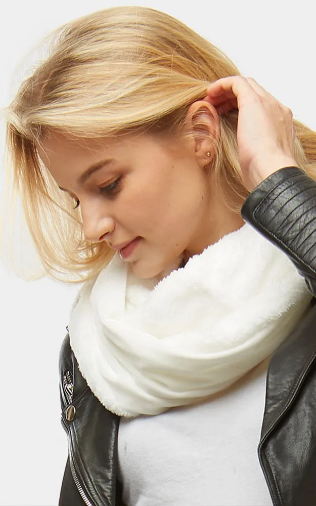 LOF928 Velvet Fur Linning Infinity Snood Scarf