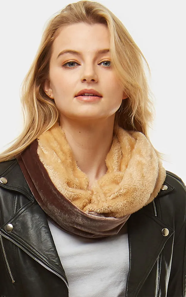 LOF928 Velvet Fur Linning Infinity Snood Scarf