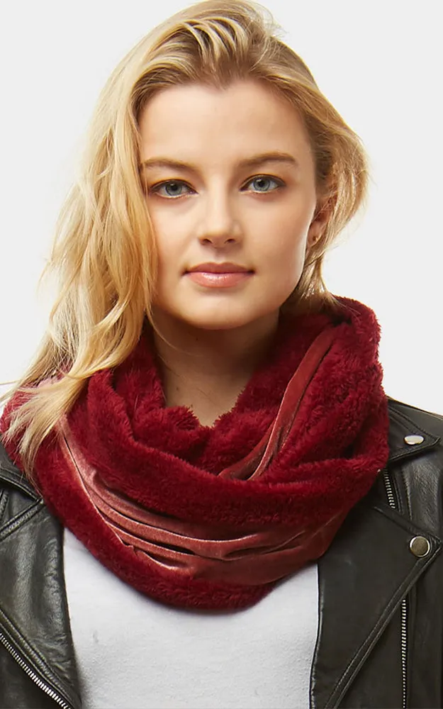 LOF928 Velvet Fur Linning Infinity Snood Scarf