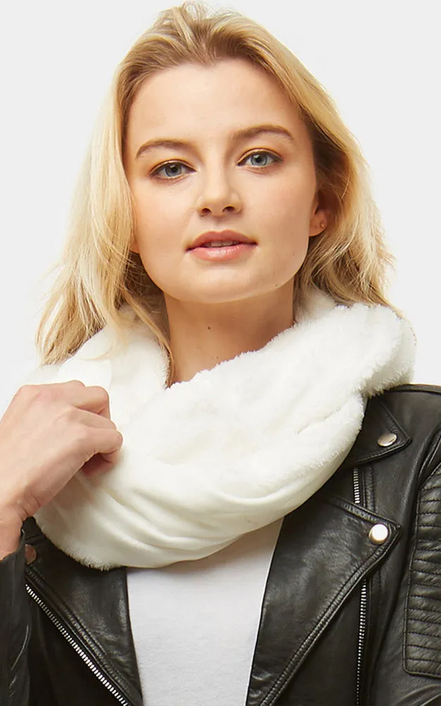 LOF928 Velvet Fur Linning Infinity Snood Scarf