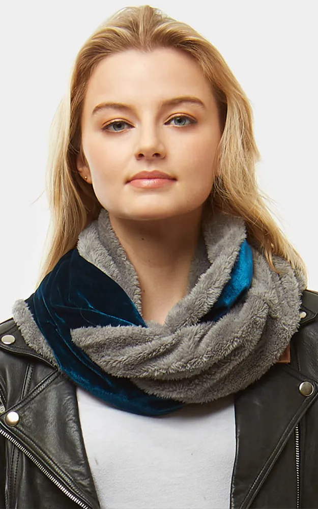 LOF928 Velvet Fur Linning Infinity Snood Scarf
