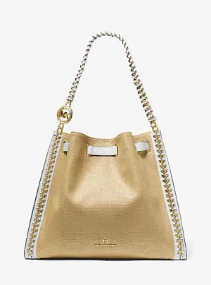 Mina Large Metallic Canvas Chain Shoulder Bag