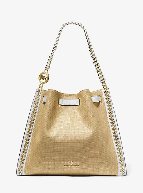 Mina Large Metallic Canvas Chain Shoulder Bag