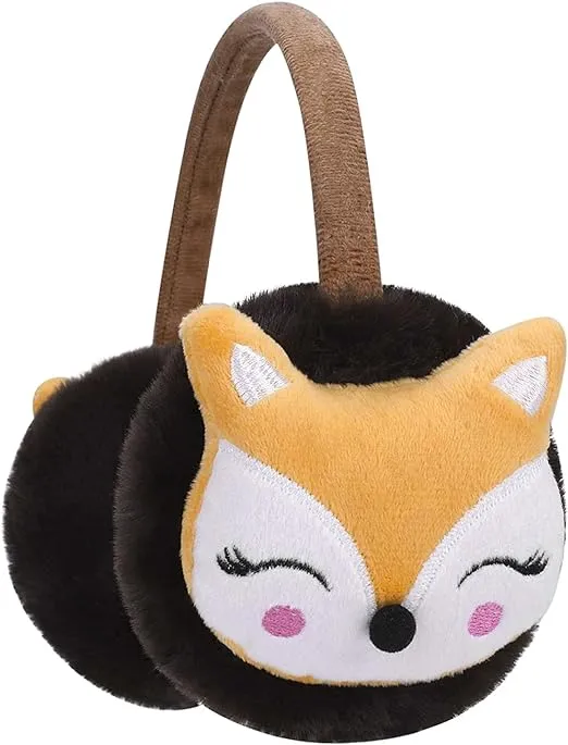 Moonlove Kids Lovely Cartoon Animal Reindeer Fox Earmuff Ear Cover Soft Velvet Cute Ear Warmer Wrap Adjustable for Children Girls Boys Age 3-10 Years Old