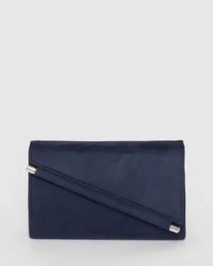 Navy Blue Hannah Diagonal Bar Clutch Bag