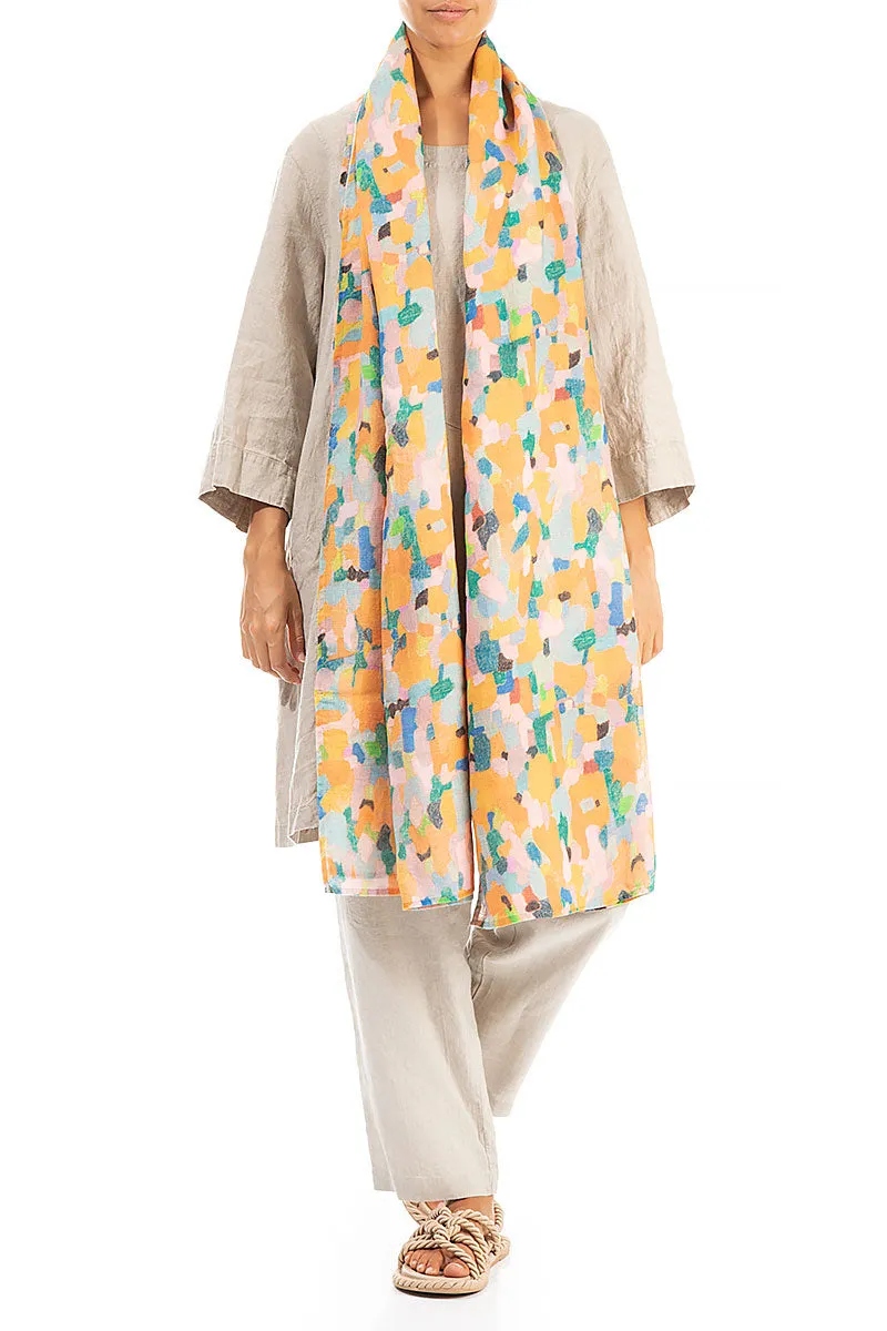 Orange Burst Soft Gauze Linen Scarf