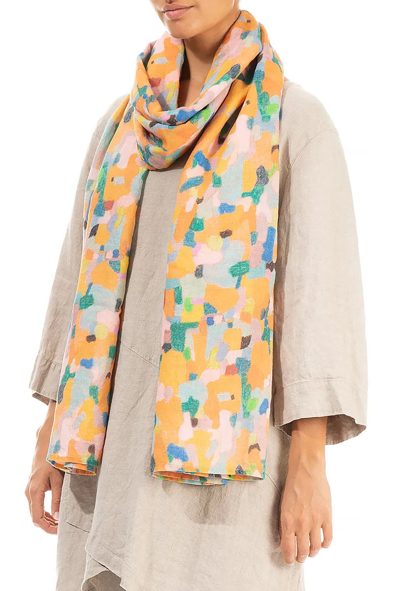 Orange Burst Soft Gauze Linen Scarf