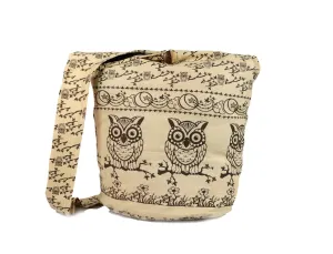 Owl Tan Boho Hobo Shoulder bag Tote bag Vintage Travel Shoulder bag Bohemian Messenger bag purse Cross body Bag