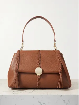 Penelope textured-leather shoulder bag