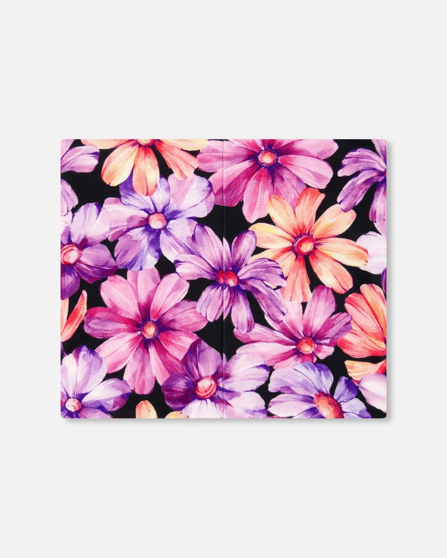 Printed Neck Tube Black With Pink And Orange Flowers