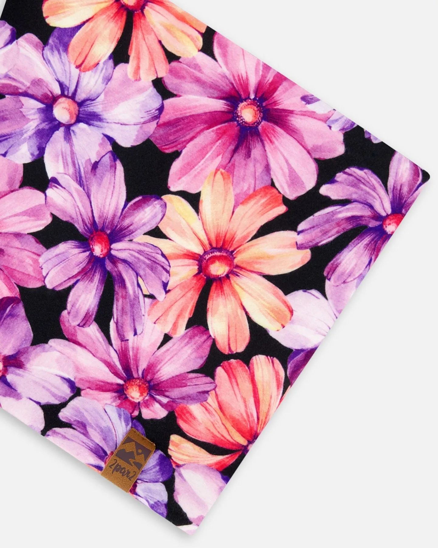 Printed Neck Tube Black With Pink And Orange Flowers