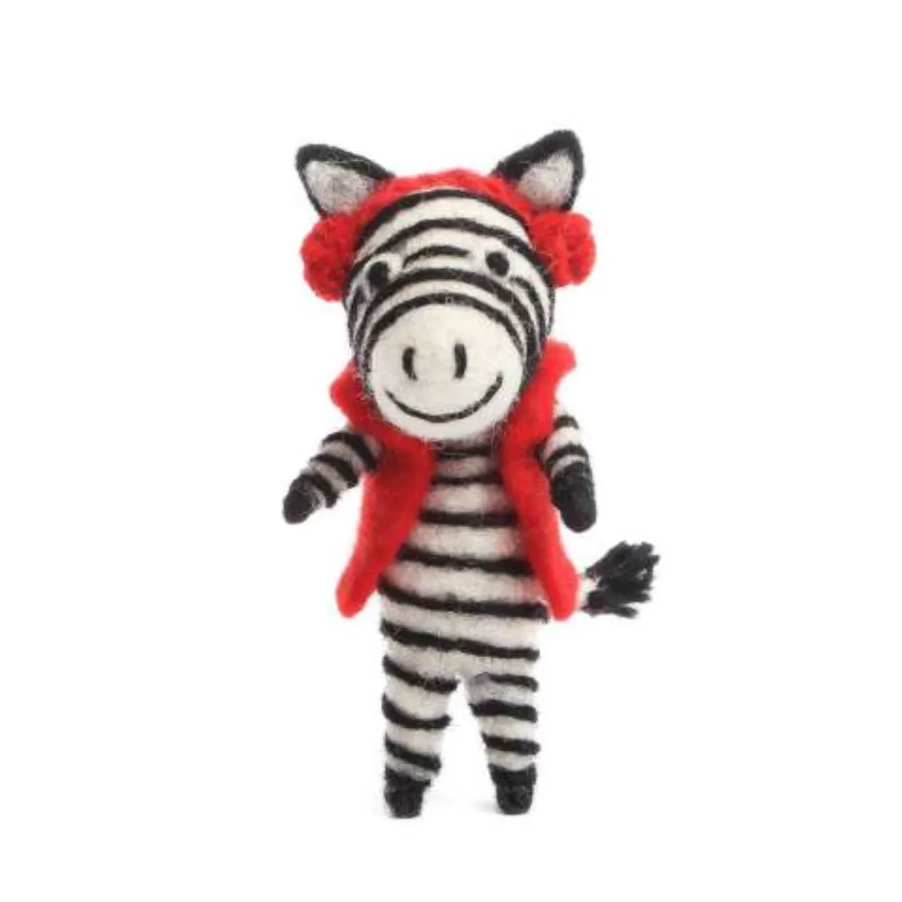 Red Earmuffs Zebra Eco Ornament