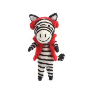 Red Earmuffs Zebra Eco Ornament