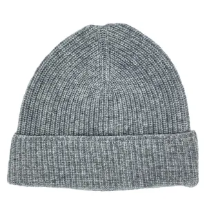 Soft Grey Cashmere Blend Beanie - Small Fit