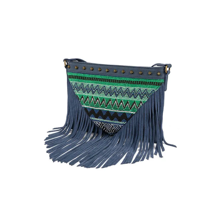 Western Womens PU Leather Fringe Crossbody Purse Boho Purses for Women