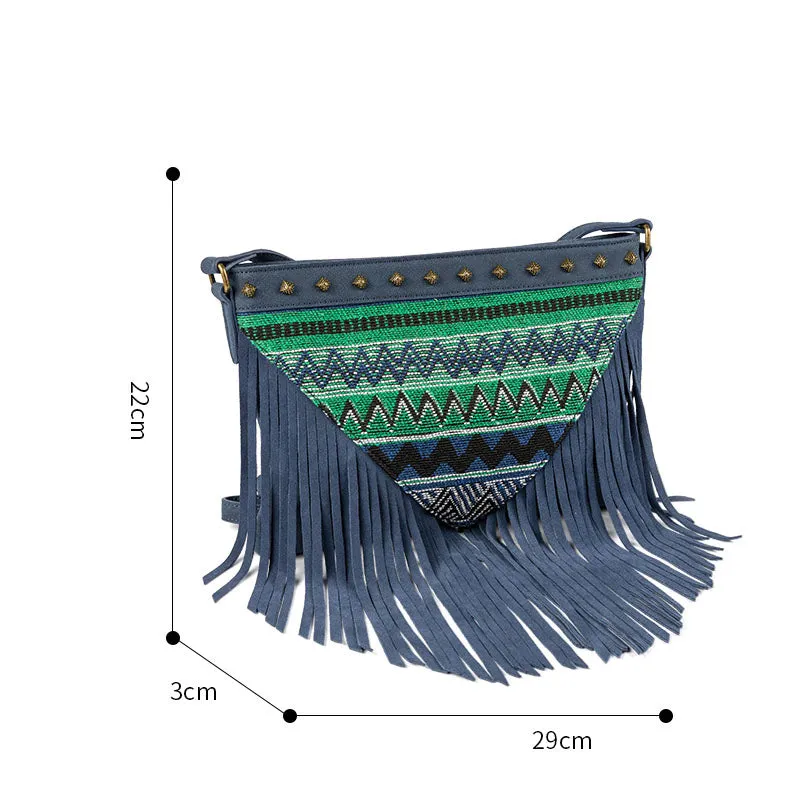 Western Womens PU Leather Fringe Crossbody Purse Boho Purses for Women