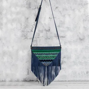 Western Womens PU Leather Fringe Crossbody Purse Boho Purses for Women