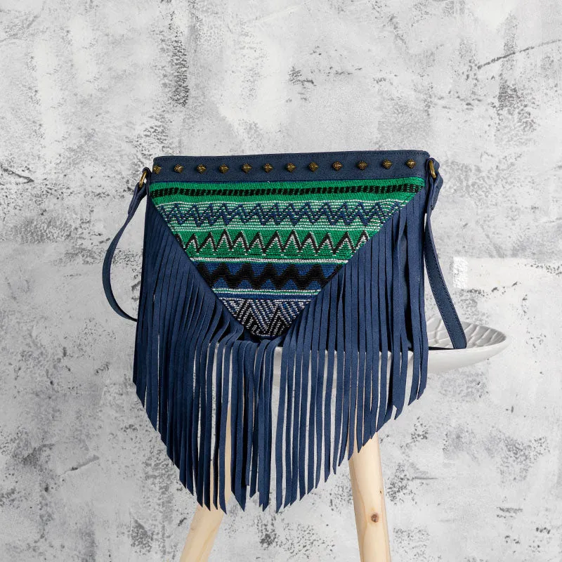Western Womens PU Leather Fringe Crossbody Purse Boho Purses for Women