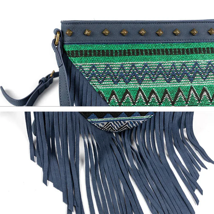 Western Womens PU Leather Fringe Crossbody Purse Boho Purses for Women