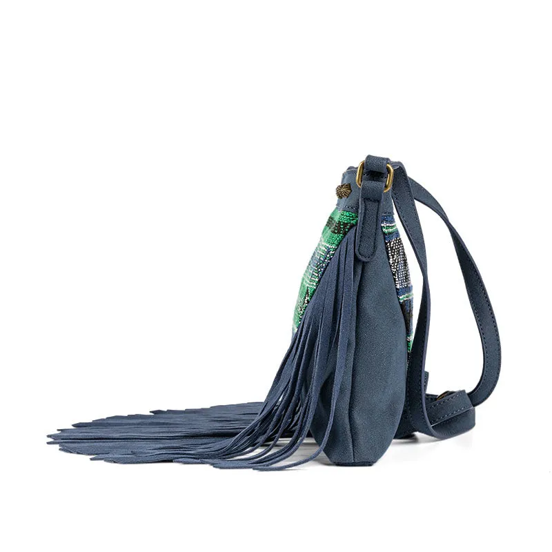 Western Womens PU Leather Fringe Crossbody Purse Boho Purses for Women