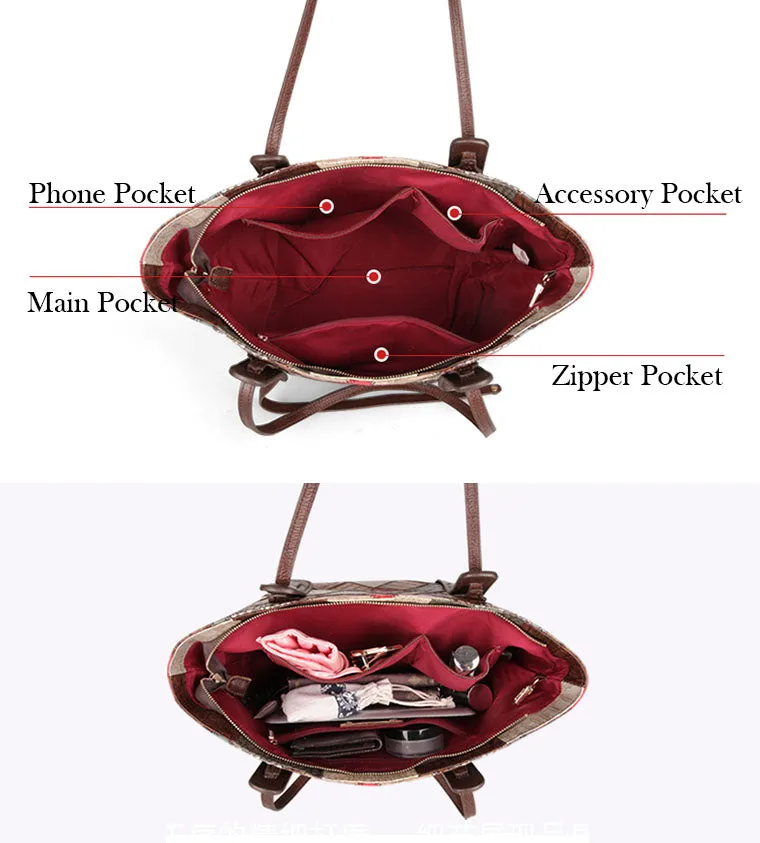 Womens Boho Leather Tote Bag Leather Shoulder Bag For Women