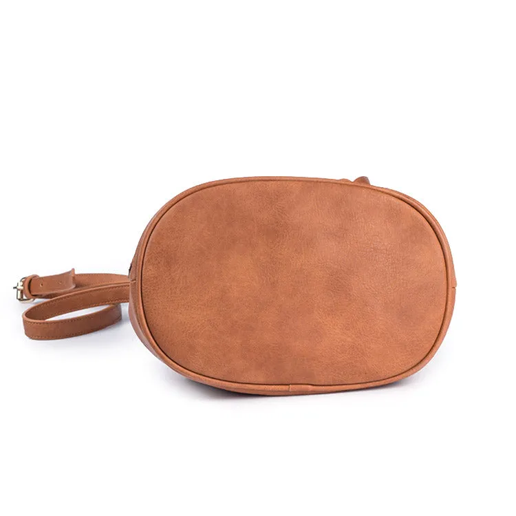 Womens Vegan Leather Crossbody Bucket Bag Boho Purses For Women