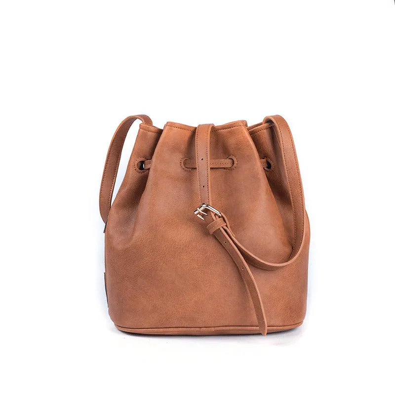Womens Vegan Leather Crossbody Bucket Bag Boho Purses For Women