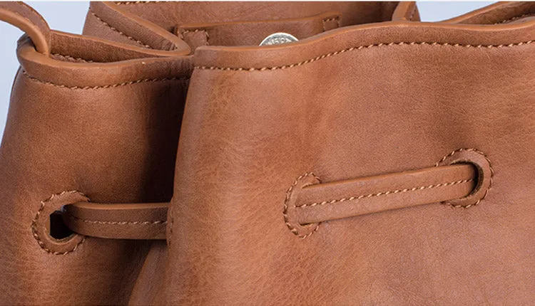 Womens Vegan Leather Crossbody Bucket Bag Boho Purses For Women