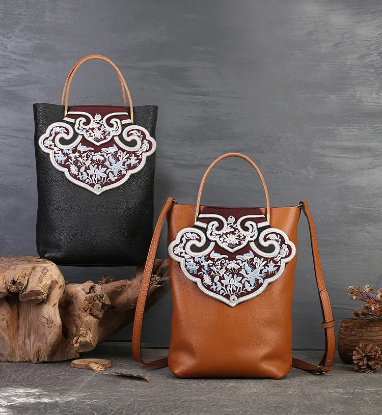 Womens Vintage Boho Tote Bags Small Leather Crossbody Bag