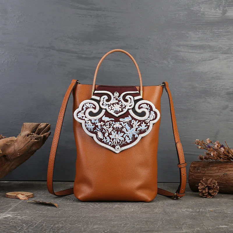 Womens Vintage Boho Tote Bags Small Leather Crossbody Bag